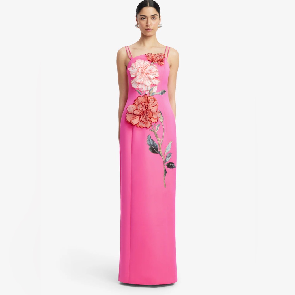 Nwt Leo Lin Floral Appliqu Maxi Dress (4)